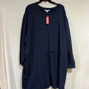 Joe Fresh Women's Sweater Dress 3X Midi Long Sleeve Blue